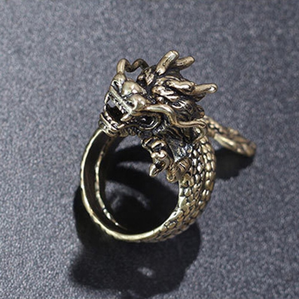 Dragon Ring Adjustable Vintage Gold Color - Picture 2 of 3